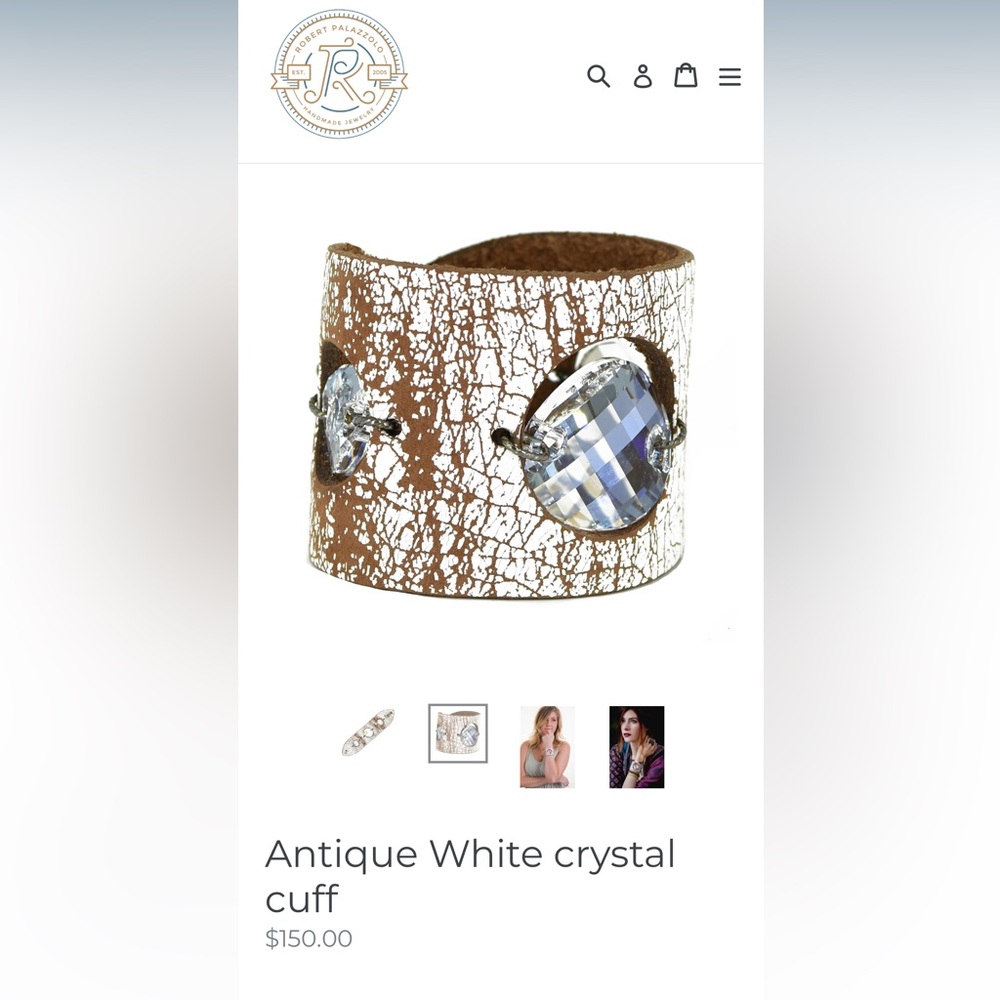 RJP (Robert Palazzolo) Artisan Leather Bracelet with Swarovski Crystals